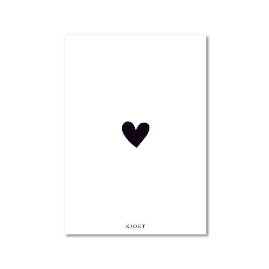 Duurzame ansichtkaart wit met zwart hartje
