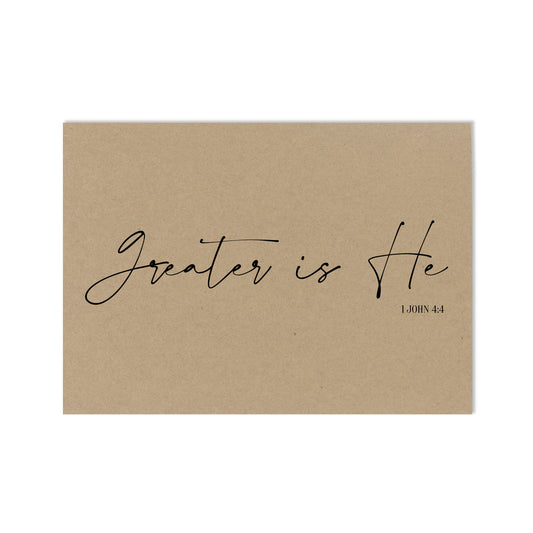 Duurzame wenskaart christelijk met de tekst greater is HE