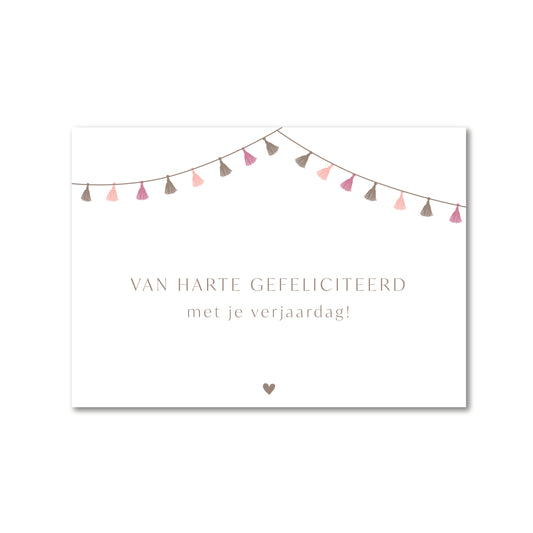Duurzame witte wenskaart van harte gefeliciteerd met je verjaardag