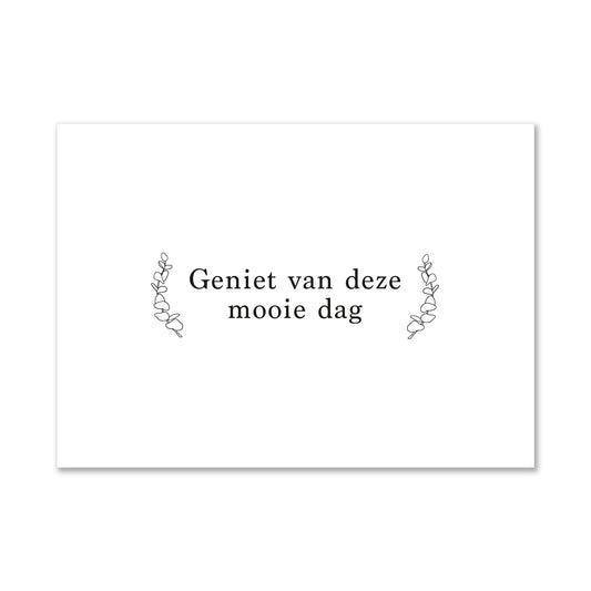 Duurzame witte wenskaart geniet van deze mooie dag met plantjes