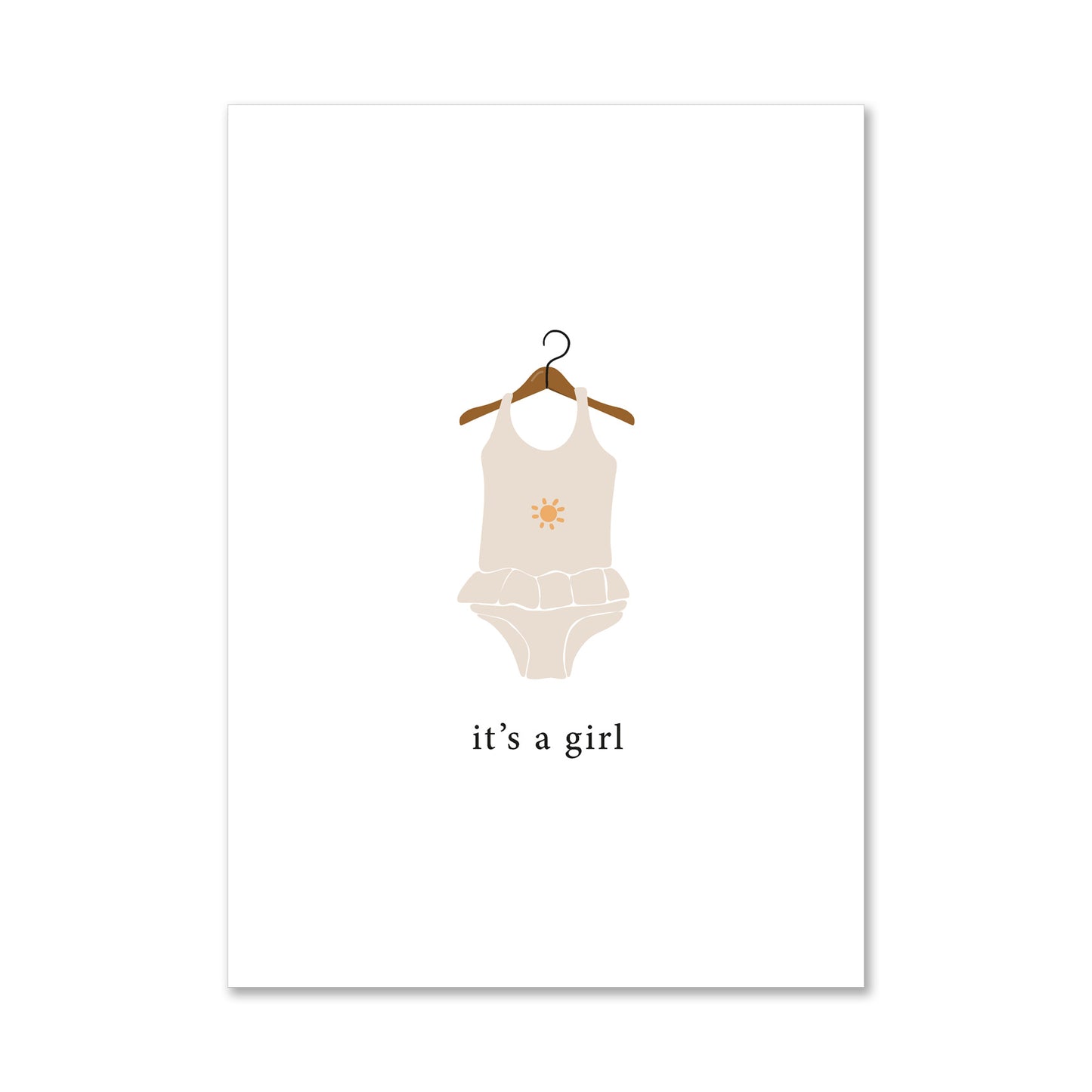 Duurzame witte wenskaart it's a girl rompertje