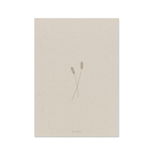 Wenskaart twee droogbloemen op duurzaam papier gemaakt van landbouwafval