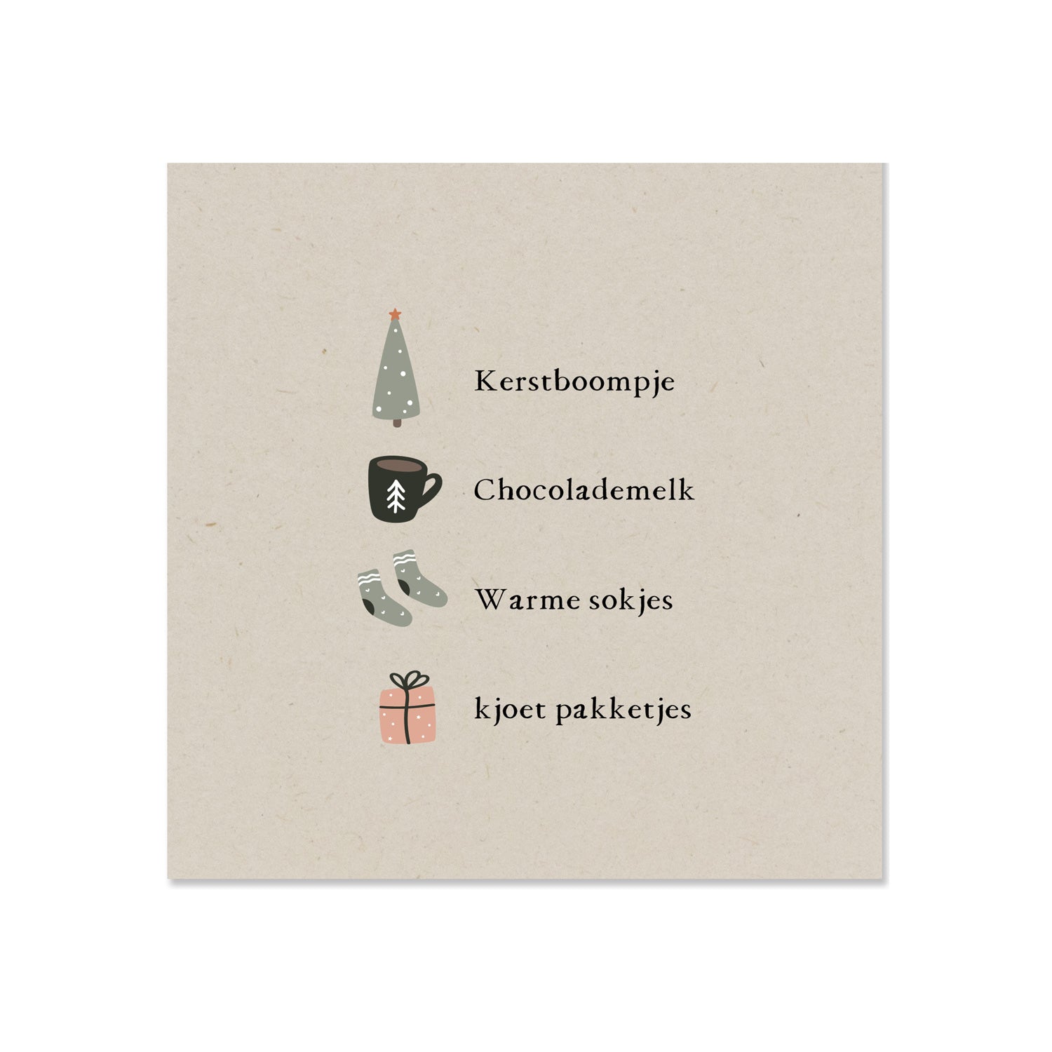 kerstkaart vierkant met kjoet icoontjes