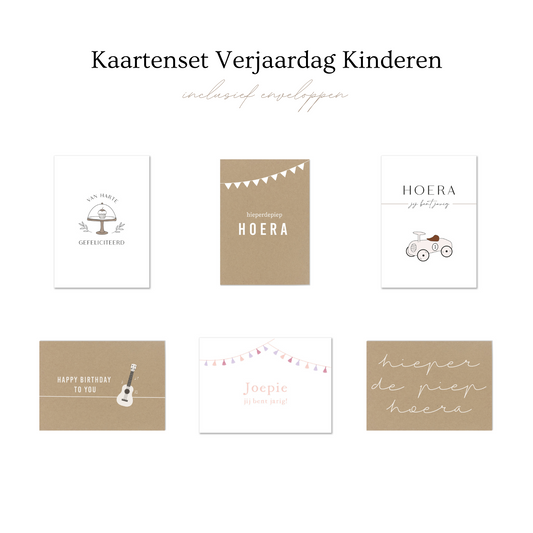Wenskaartenset voor de verjaardag van kinderen