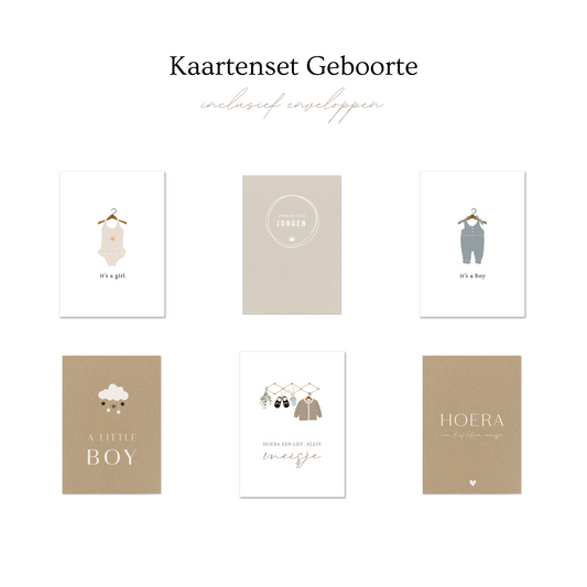 Duurzame kaartenset geboorte jongen en meisje