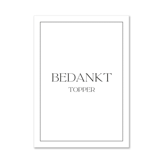 Duurzame wenskaart bedankt topper met lijntje