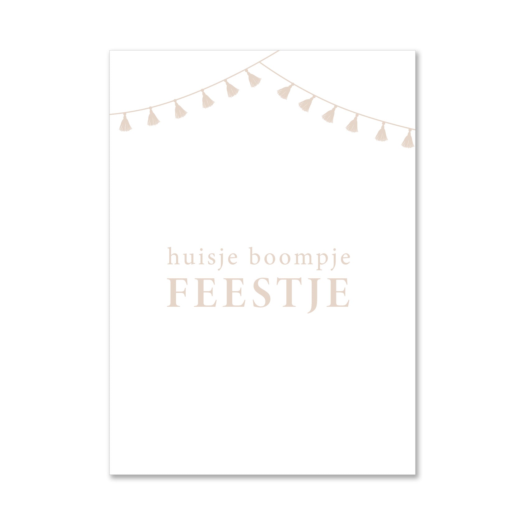 Duurzame witte wenskaart huisje boompje feestje