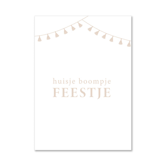 Duurzame witte wenskaart huisje boompje feestje