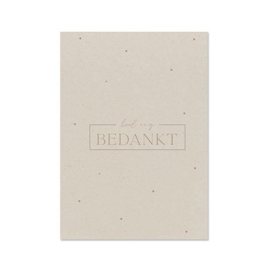 Duurzame wenskaart landbouwafval heel erg bedankt met stipjes